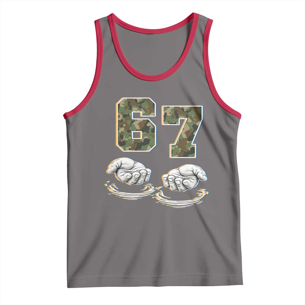 Funny Six Seven 6 7 Meme Tank Top Gen Alpha Slang 6 7 Hands Camo Boy Girl TS10 Deep Heather Red Print Your Wear