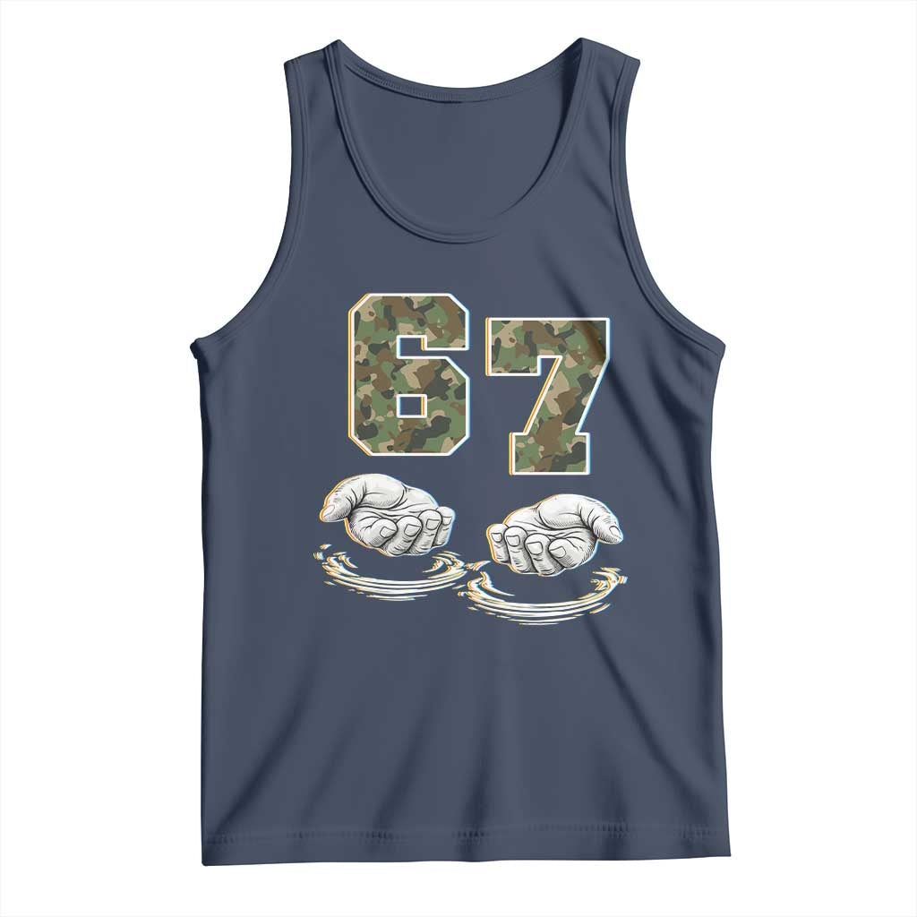 Funny Six Seven 6 7 Meme Tank Top Gen Alpha Slang 6 7 Hands Camo Boy Girl TS10 Navy Print Your Wear