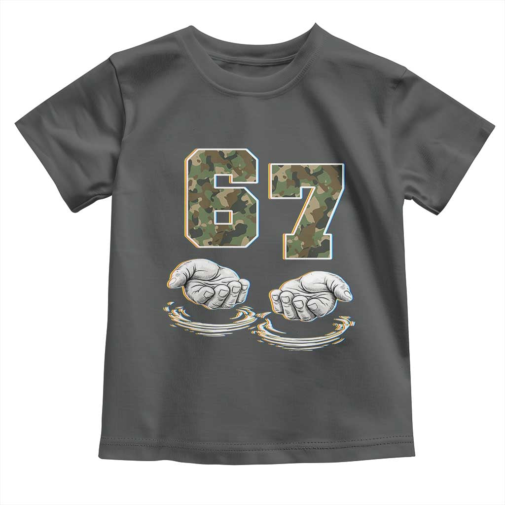 Funny Six Seven 6 7 Meme Toddler T Shirt Gen Alpha Slang 6 7 Hands Camo Boy Girl TS10 Dark Heather Print Your Wear