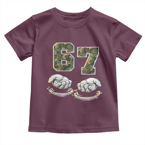 Funny Six Seven 6 7 Meme Toddler T Shirt Gen Alpha Slang 6 7 Hands Camo Boy Girl TS10 Maroon Print Your Wear