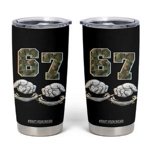 Funny Six Seven 6 7 Meme Tumbler Cup Gen Alpha Slang 6 7 Hands Camo Boy Girl TS10 Black Print Your Wear