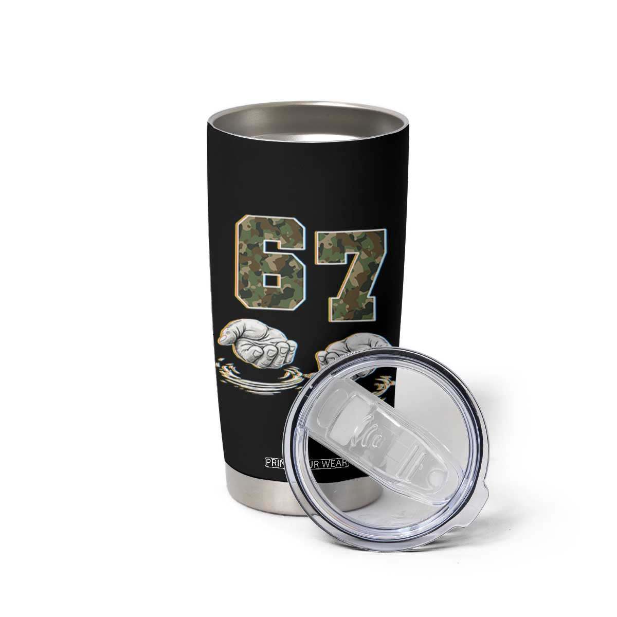 Funny Six Seven 6 7 Meme Tumbler Cup Gen Alpha Slang 6 7 Hands Camo Boy Girl TS10 Print Your Wear