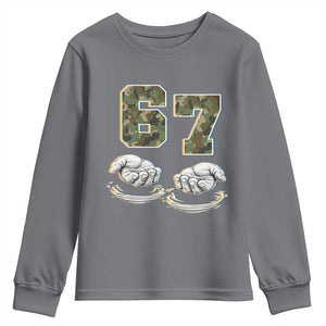 Funny Six Seven 6 7 Meme Youth Sweatshirt Gen Alpha Slang 6 7 Hands Camo Boy Girl TS10 Charcoal Print Your Wear