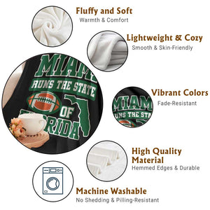 Miami Throw Blanket Runs The State of Florida Dade County 305 Pride TS10 Print Your Wear
