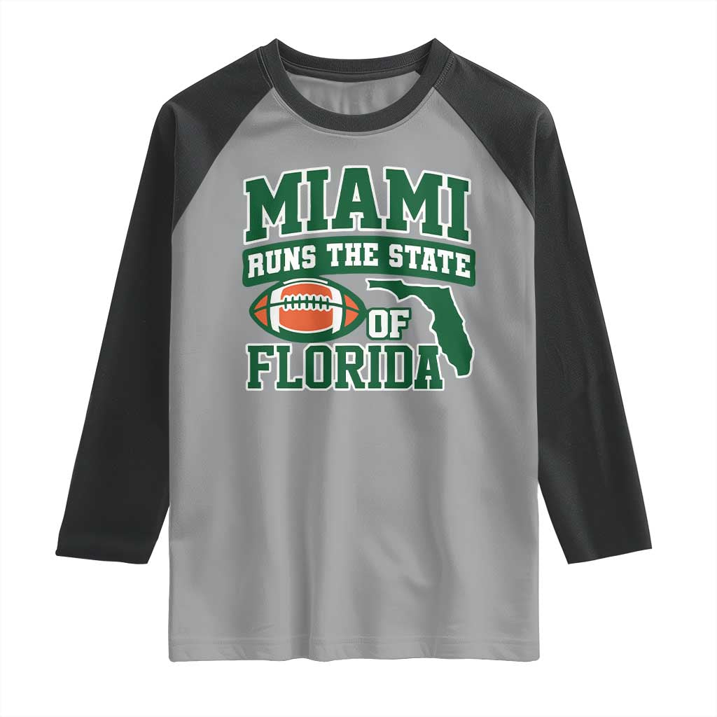 Miami Raglan Shirt Runs The State of Florida Dade County 305 Pride TS10 Sport Gray Black Print Your Wear
