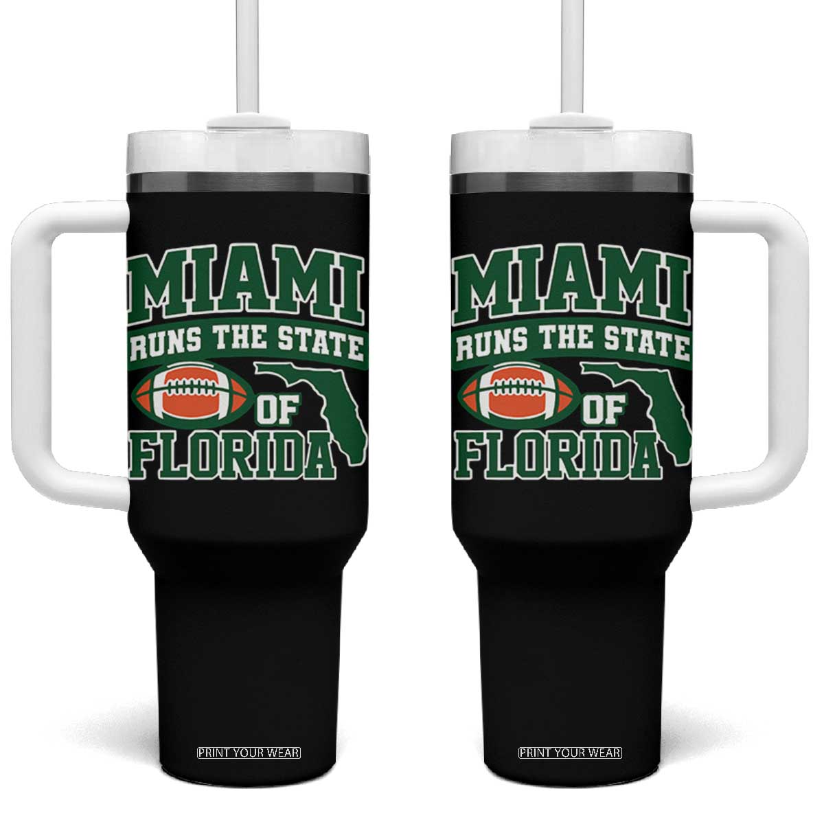 Miami Tumbler With Handle Runs The State of Florida Dade County 305 Pride TS10 One Size: 40 oz Black Print Your Wear