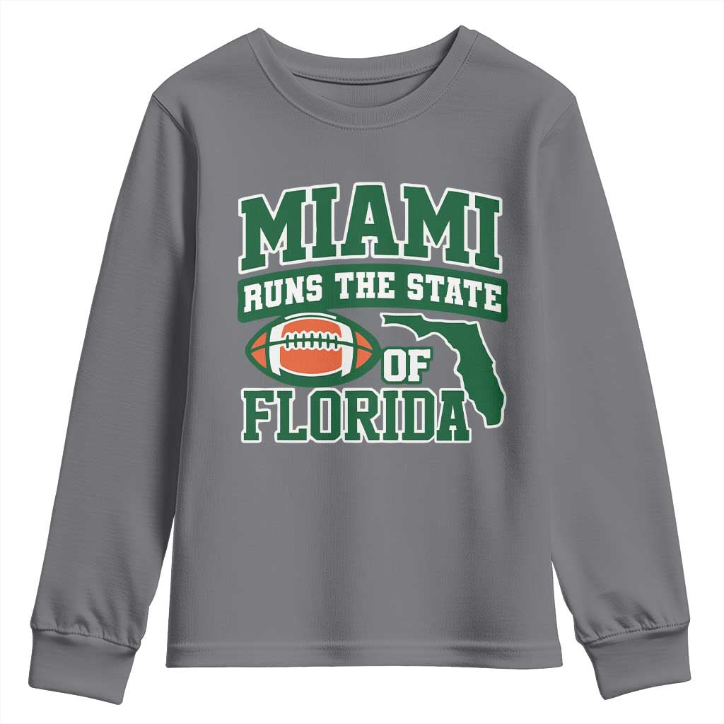 Miami Youth Sweatshirt Runs The State of Florida Dade County 305 Pride TS10 Charcoal Print Your Wear