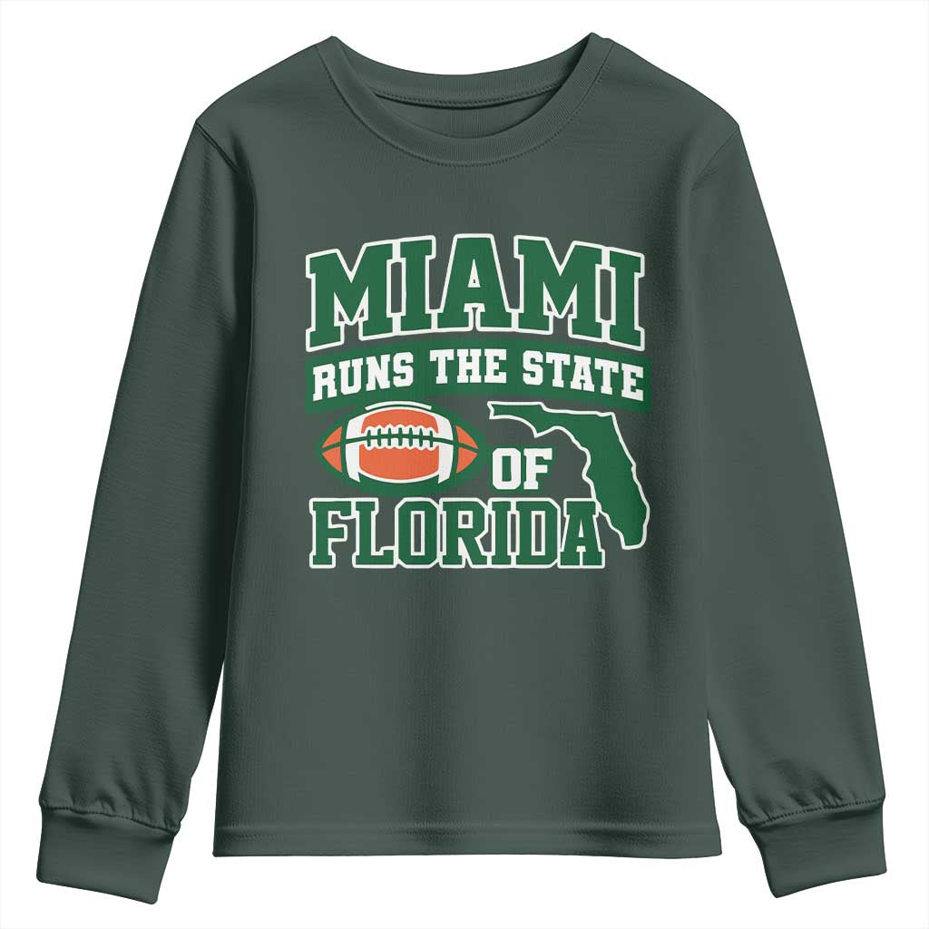 Miami Youth Sweatshirt Runs The State of Florida Dade County 305 Pride TS10 Dark Forest Green Print Your Wear