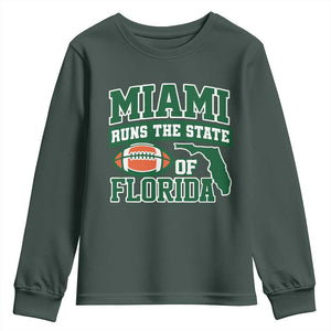 Miami Youth Sweatshirt Runs The State of Florida Dade County 305 Pride TS10 Dark Forest Green Print Your Wear