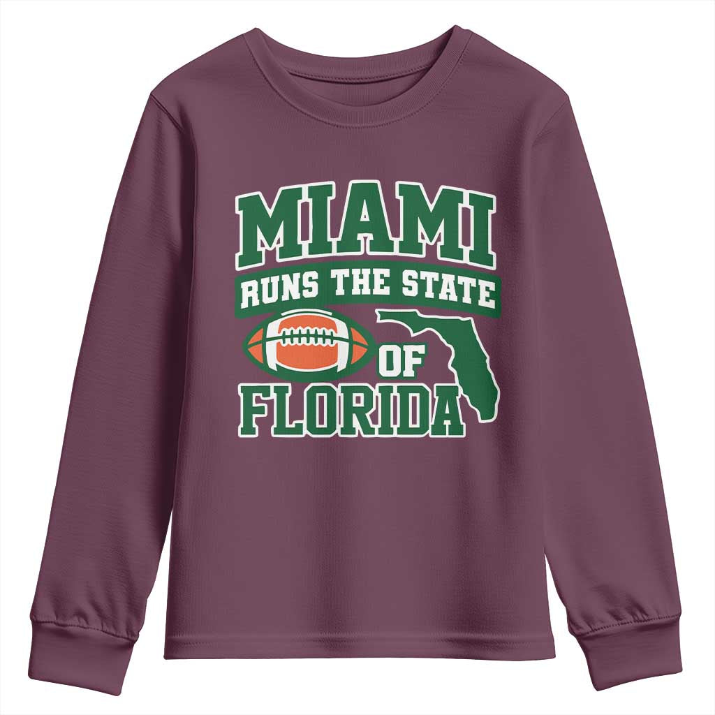 Miami Youth Sweatshirt Runs The State of Florida Dade County 305 Pride TS10 Maroon Print Your Wear
