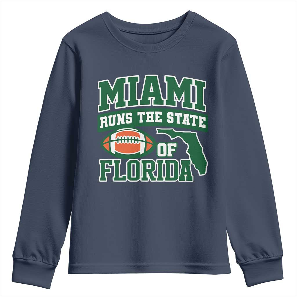 Miami Youth Sweatshirt Runs The State of Florida Dade County 305 Pride TS10 Navy Print Your Wear