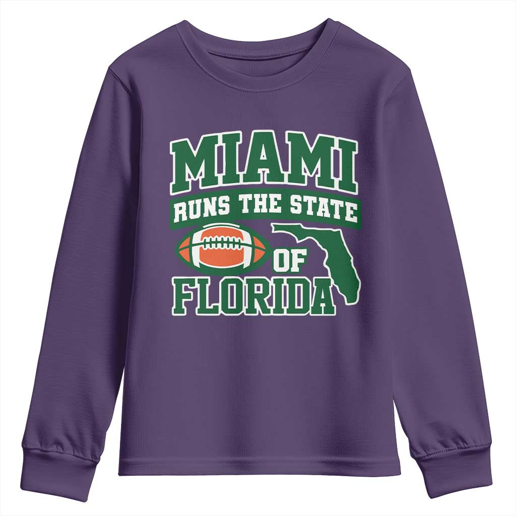 Miami Youth Sweatshirt Runs The State of Florida Dade County 305 Pride TS10 Purple Print Your Wear