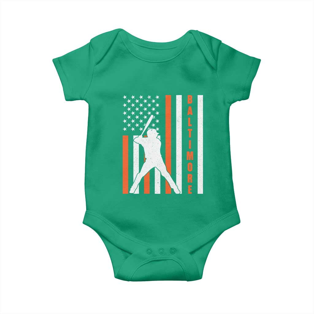 Baltimore Sport Baseball Fans Baby Onesie Cool Distressed US Flag Maryland TS10 Irish Green Print Your Wear