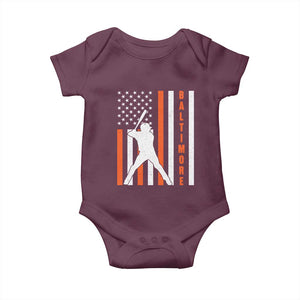 Baltimore Sport Baseball Fans Baby Onesie Cool Distressed US Flag Maryland TS10 Maroon Print Your Wear