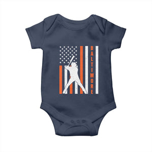 Baltimore Sport Baseball Fans Baby Onesie Cool Distressed US Flag Maryland TS10 Navy Print Your Wear