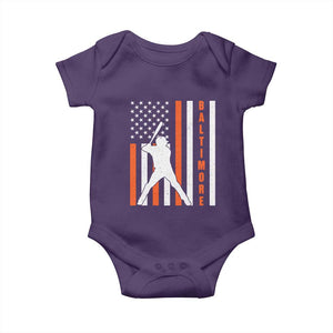 Baltimore Sport Baseball Fans Baby Onesie Cool Distressed US Flag Maryland TS10 Purple Print Your Wear