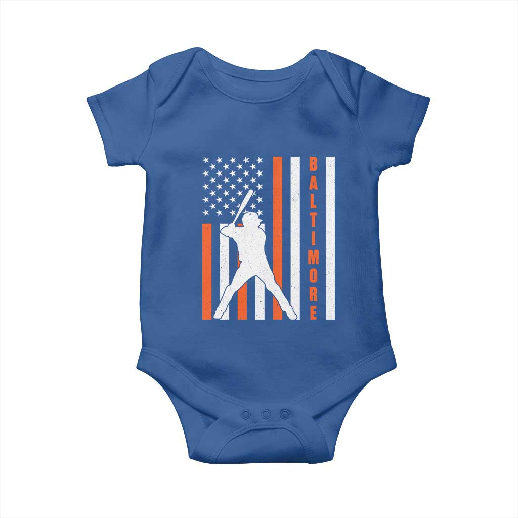 Baltimore Sport Baseball Fans Baby Onesie Cool Distressed US Flag Maryland TS10 Royal Blue Print Your Wear