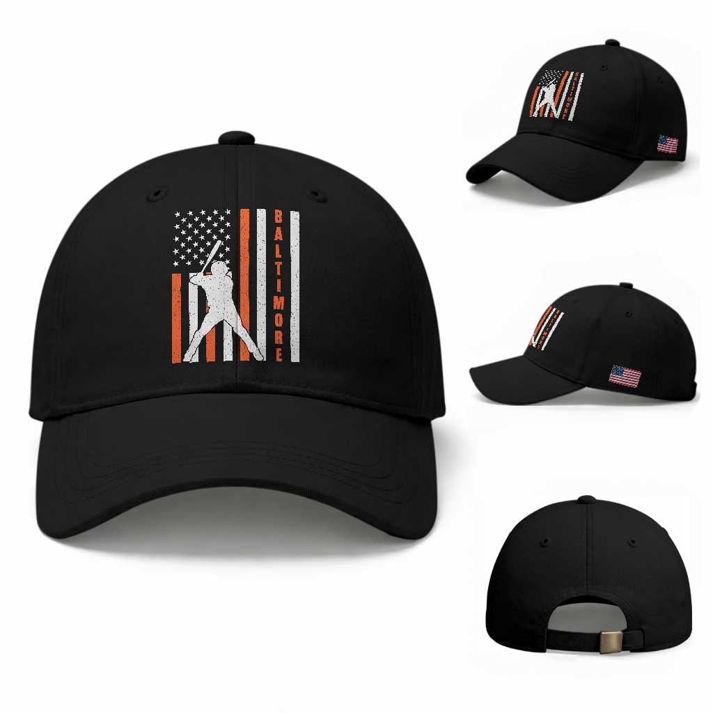 Baltimore Sport Baseball Fans Baseball Cap Cool Distressed US Flag Maryland TS10 Baseball Cap Universal Fit Black Print Your Wear
