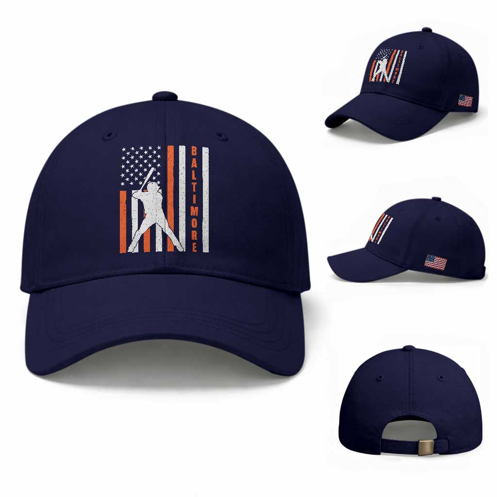 Baltimore Sport Baseball Fans Baseball Cap Cool Distressed US Flag Maryland TS10 Baseball Cap Universal Fit Dark Blue Print Your Wear