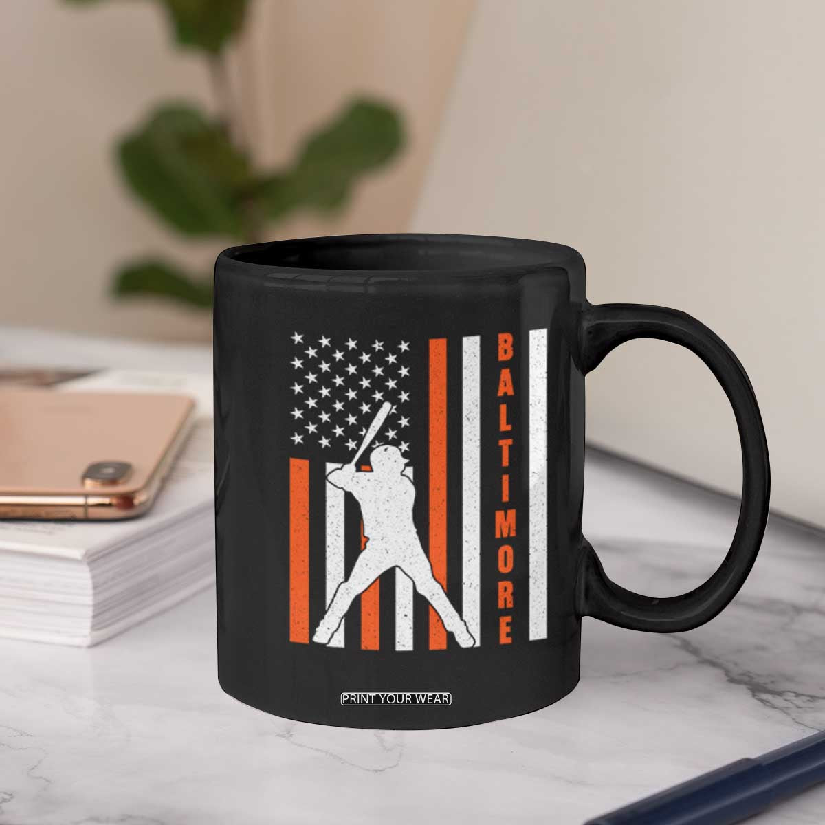 Baltimore Sport Baseball Fans Coffee Mug Cool Distressed US Flag Maryland TS10 Print Your Wear