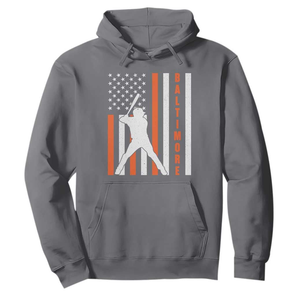 Baltimore Sport Baseball Fans Hoodie Cool Distressed US Flag Maryland TS10 Charcoal Print Your Wear