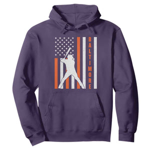 Baltimore Sport Baseball Fans Hoodie Cool Distressed US Flag Maryland TS10 Purple Print Your Wear