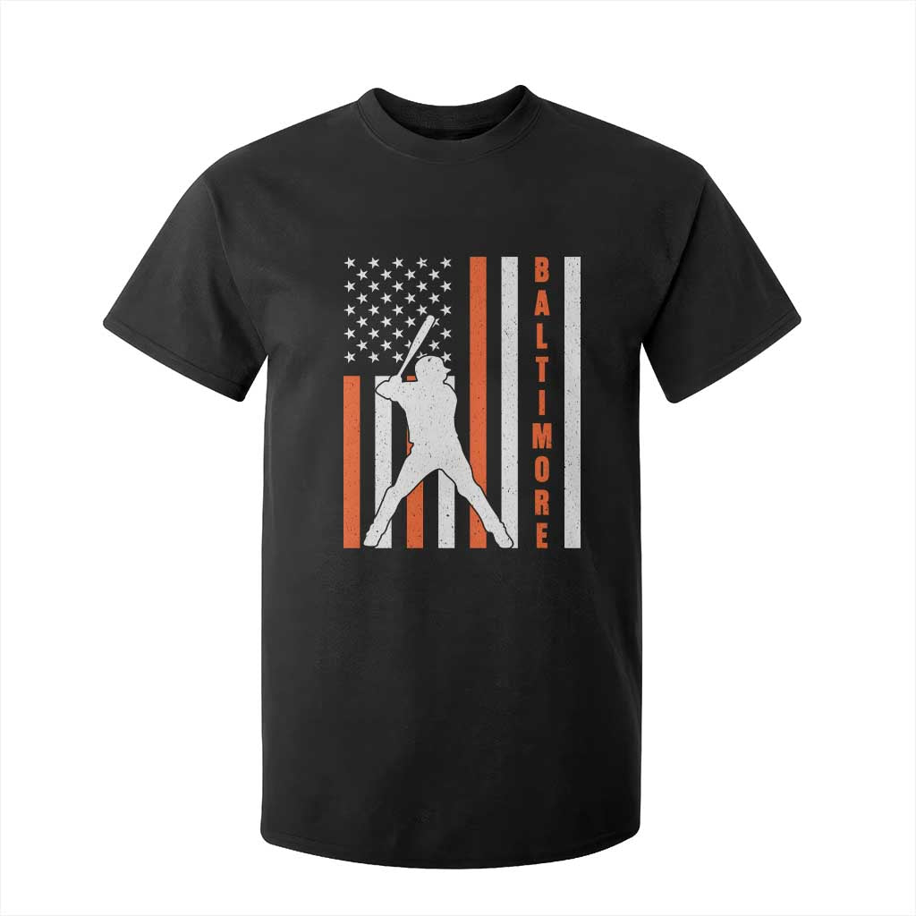 Baltimore Sport Baseball Fans T Shirt For Kid Cool Distressed US Flag Maryland TS10 Black Print Your Wear
