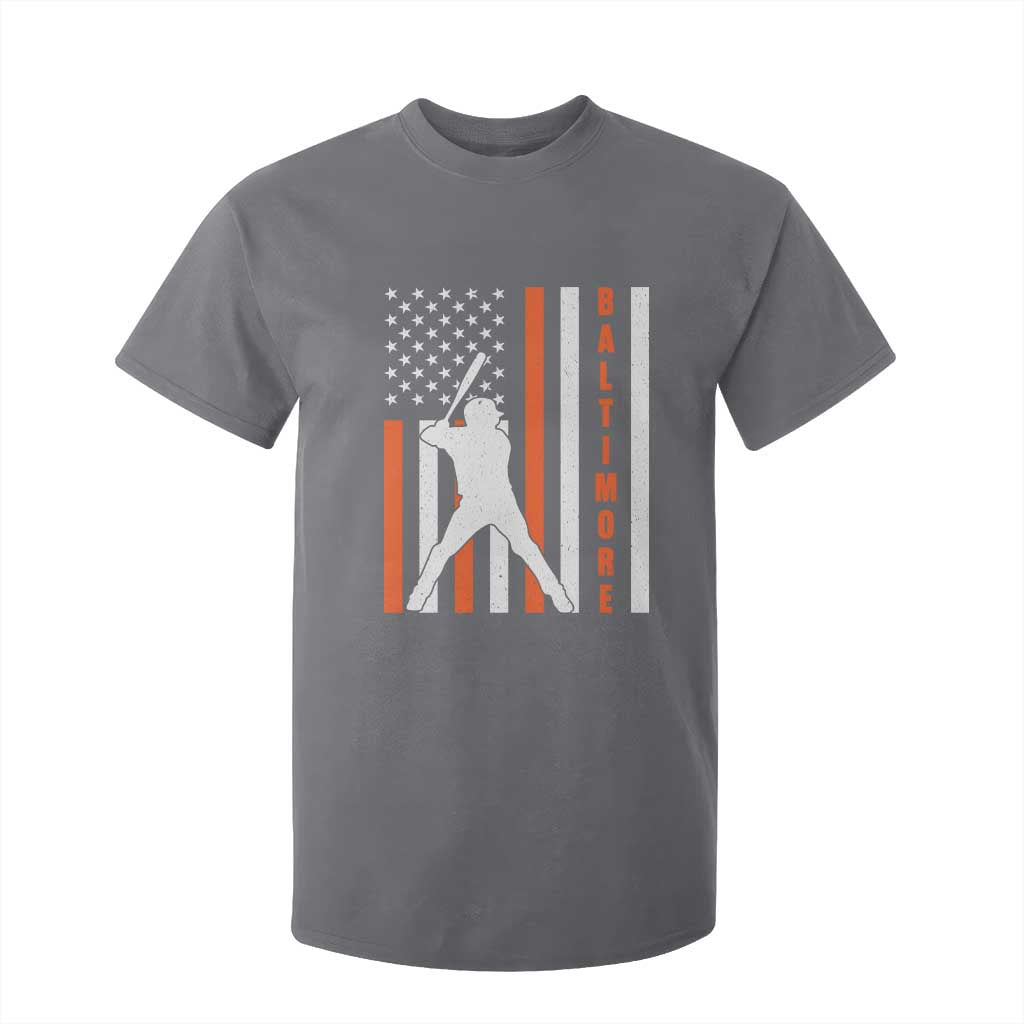 Baltimore Sport Baseball Fans T Shirt For Kid Cool Distressed US Flag Maryland TS10 Charcoal Print Your Wear