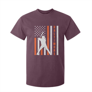 Baltimore Sport Baseball Fans T Shirt For Kid Cool Distressed US Flag Maryland TS10 Maroon Print Your Wear