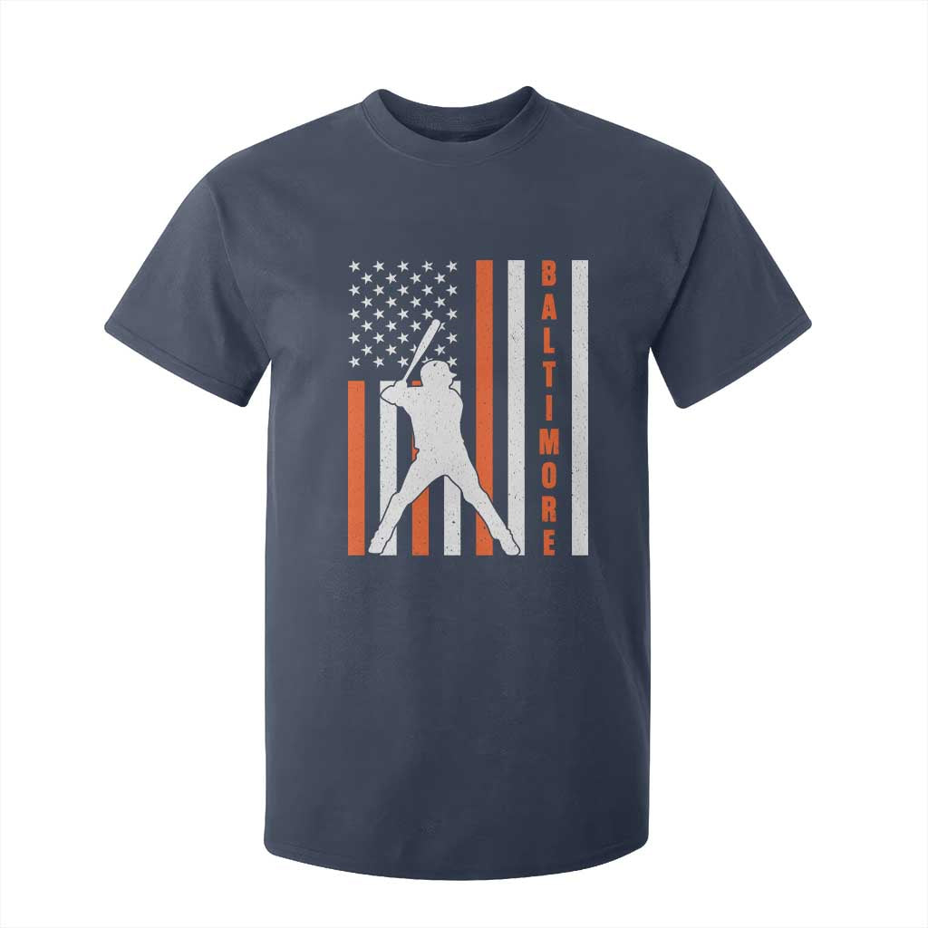 Baltimore Sport Baseball Fans T Shirt For Kid Cool Distressed US Flag Maryland TS10 Navy Print Your Wear