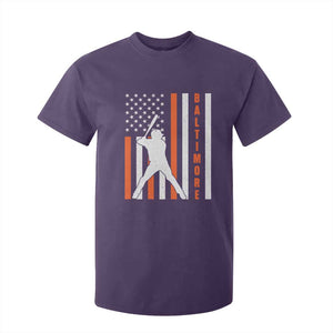 Baltimore Sport Baseball Fans T Shirt For Kid Cool Distressed US Flag Maryland TS10 Purple Print Your Wear