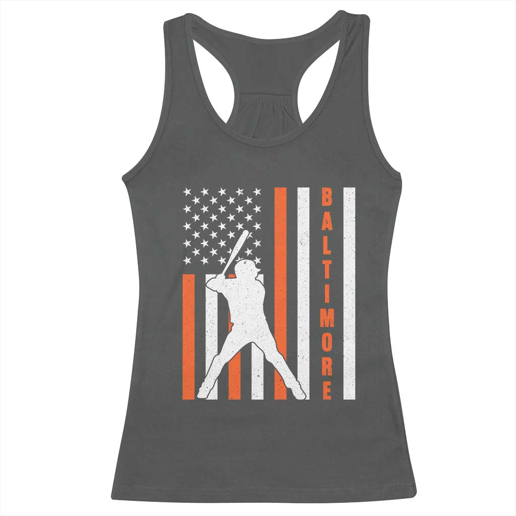 Baltimore Sport Baseball Fans Racerback Tank Top Cool Distressed US Flag Maryland TS10 Dark Heather Print Your Wear