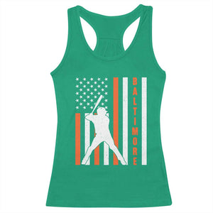Baltimore Sport Baseball Fans Racerback Tank Top Cool Distressed US Flag Maryland TS10 Irish Green Print Your Wear