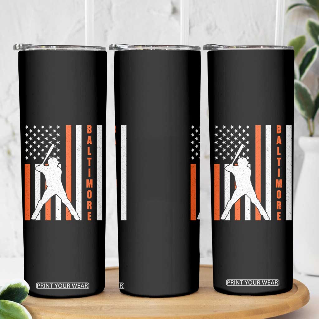 Baltimore Sport Baseball Fans Skinny Tumbler Cool Distressed US Flag Maryland TS10 Print Your Wear
