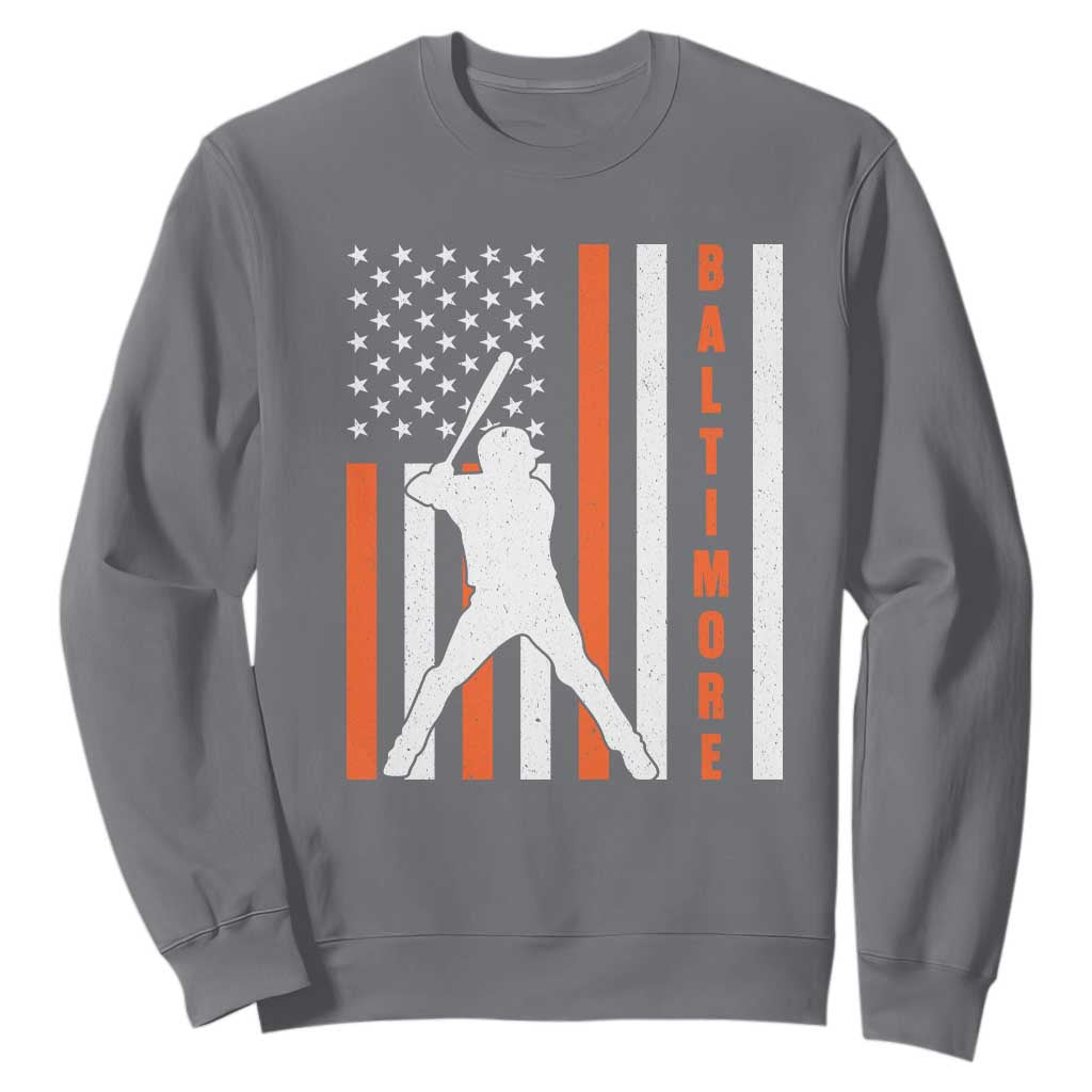 Baltimore Sport Baseball Fans Sweatshirt Cool Distressed US Flag Maryland TS10 Charcoal Print Your Wear