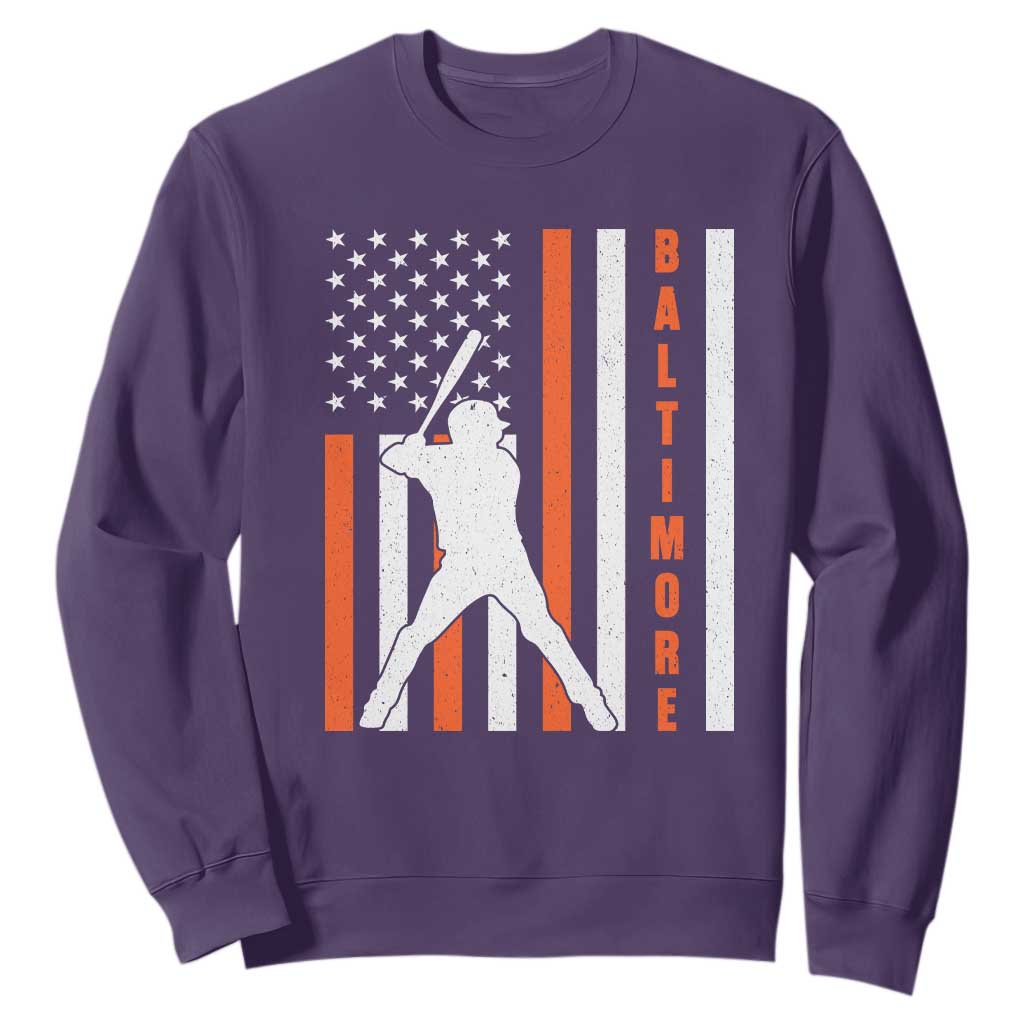 Baltimore Sport Baseball Fans Sweatshirt Cool Distressed US Flag Maryland TS10 Purple Print Your Wear