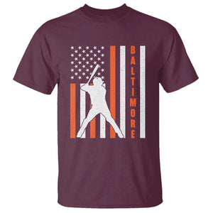 Baltimore Sport Baseball Fans T Shirt Cool Distressed US Flag Maryland TS10 Maroon Print Your Wear