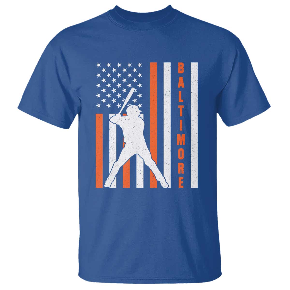 Baltimore Sport Baseball Fans T Shirt Cool Distressed US Flag Maryland TS10 Royal Blue Print Your Wear
