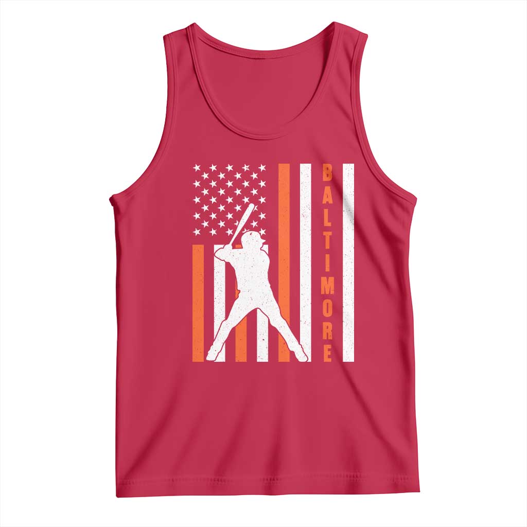 Baltimore Sport Baseball Fans Tank Top Cool Distressed US Flag Maryland TS10 Red Print Your Wear