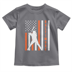 Baltimore Sport Baseball Fans Toddler T Shirt Cool Distressed US Flag Maryland TS10 Charcoal Print Your Wear