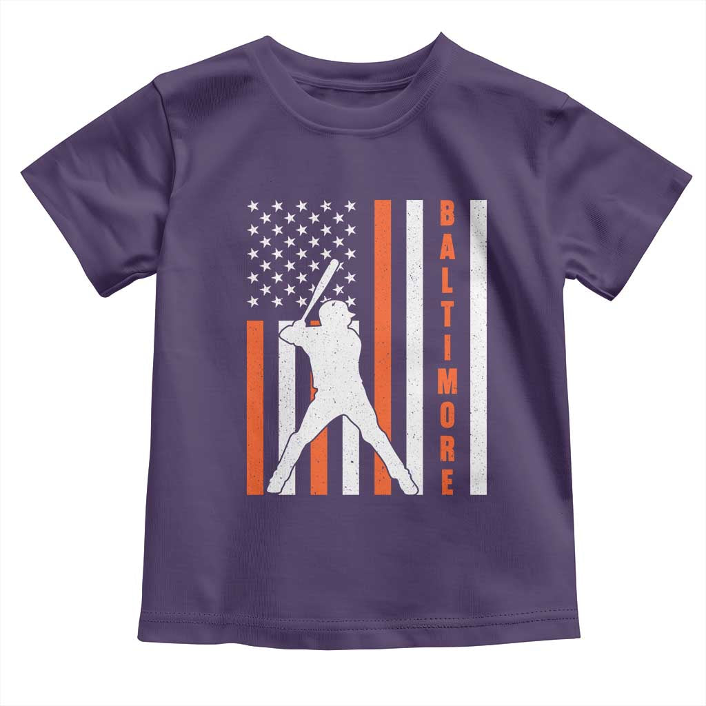 Baltimore Sport Baseball Fans Toddler T Shirt Cool Distressed US Flag Maryland TS10 Purple Print Your Wear