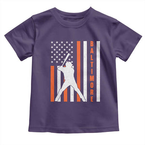 Baltimore Sport Baseball Fans Toddler T Shirt Cool Distressed US Flag Maryland TS10 Purple Print Your Wear