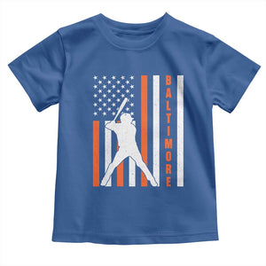 Baltimore Sport Baseball Fans Toddler T Shirt Cool Distressed US Flag Maryland TS10 Royal Blue Print Your Wear