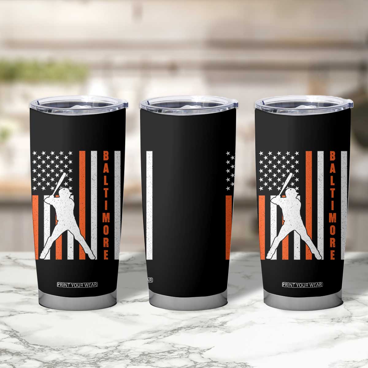 Baltimore Sport Baseball Fans Tumbler Cup Cool Distressed US Flag Maryland TS10 Print Your Wear