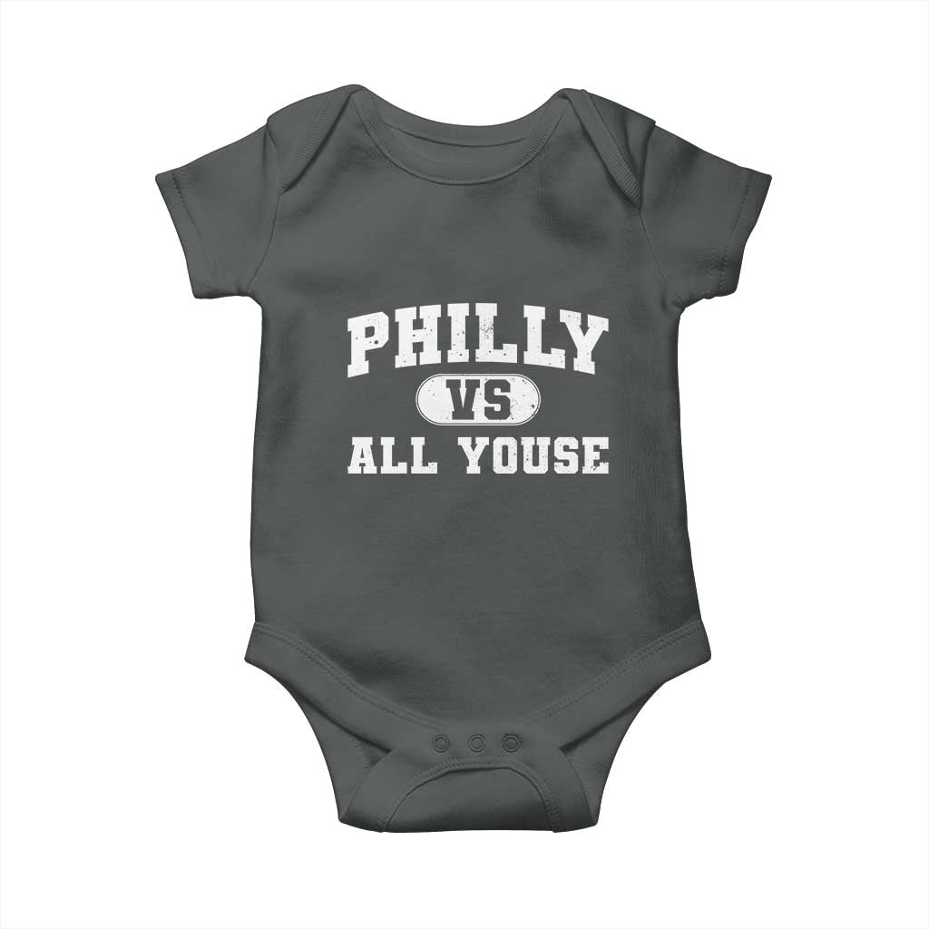 Philly Vs All Youse Baby Onesie Vintage Funny Philadelphia Slang TS10 Dark Heather Print Your Wear