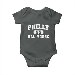 Philly Vs All Youse Baby Onesie Vintage Funny Philadelphia Slang TS10 Dark Heather Print Your Wear