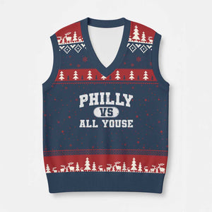 Philly Vs All Youse V-Neck Knit Sweater Vest Vintage Funny Philadelphia Slang TS10 Navy Red Print Your Wear