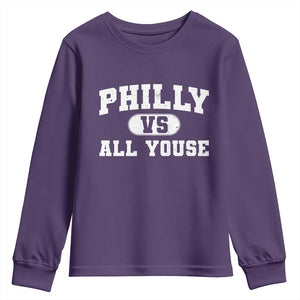 Philly Vs All Youse Youth Sweatshirt Vintage Funny Philadelphia Slang TS10 Purple Print Your Wear