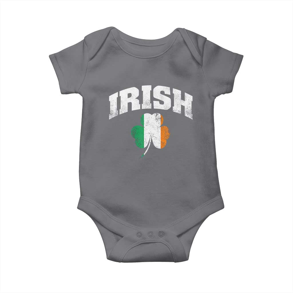 Irish Baby Onesie Vintage St Patricks Day Ireland Flag Shamrock Clover TS10 Charcoal Print Your Wear