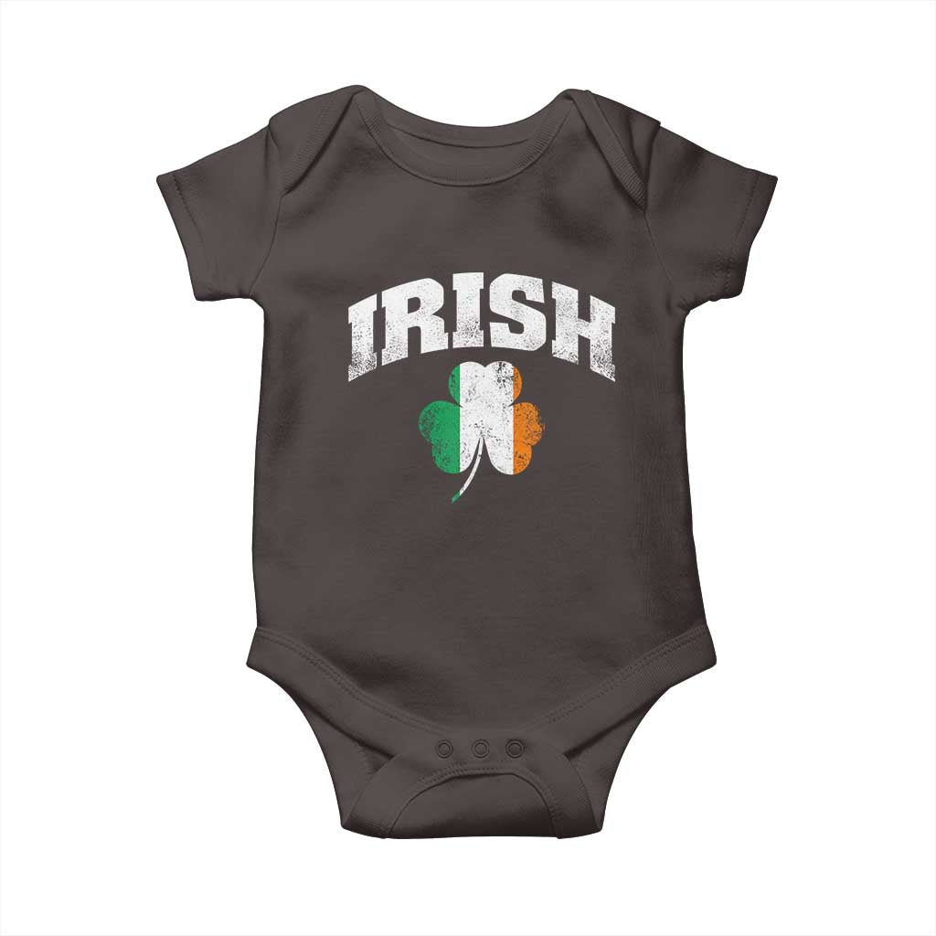 Irish Baby Onesie Vintage St Patricks Day Ireland Flag Shamrock Clover TS10 Dark Chocolate Print Your Wear